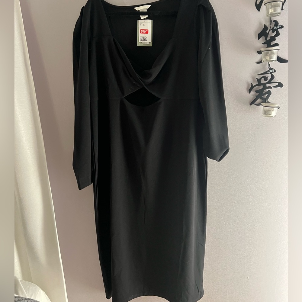 BNWT Long sleeve midi dress black size XXL